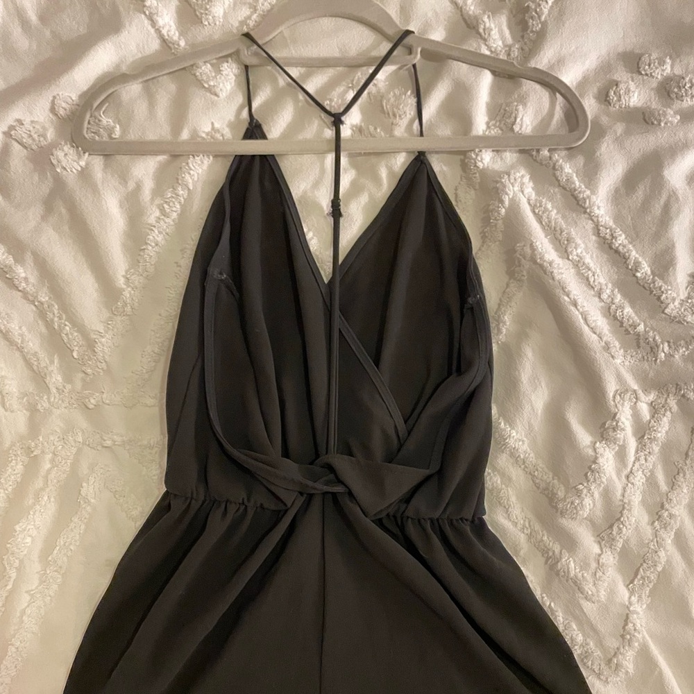 Black T-back romper